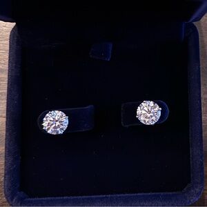 2 Carat Moissanite Studs in 925 Sterling Silver Simulated Diamond